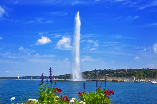 Geneva Geneve lake water Jet D'eau Switzerland