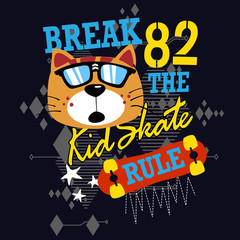 skateboarding typographic kids t shirt vector