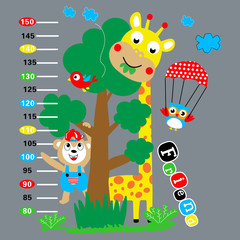 wall meter sticker animal giraffe cartoon vector art