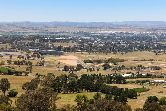 Bathurst - NSW Australia view from Mount Panorama. Bathurst is a regional city in Western New South Wales and is home to one of the most famous motor races in the world.