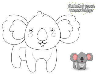 Coloring The Cute Cartoon Koala. Educational Game for Kids. Vector illustration.