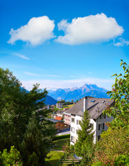 Fototapeta na wymiar Leysin in Alps at Ormont Dessus in Switzerland