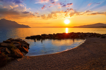 Leman Geneva lake sunset in Switzerland