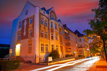 Nordhausen city at night in Thuringia Germany