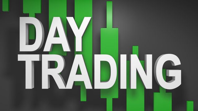 Day trading title graphic 3D for stock market