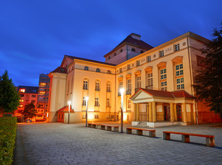 Nordhausen Theater at night in Thuringia Germany