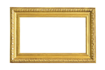 Gold vintage picture frame isolated