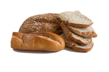 Various of Bread, french baguette isolated on white background
