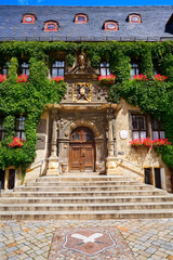 Fototapeta premium Rathaus Quedlinburg facade in Harz Germany