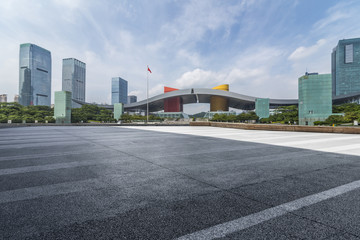 Empty Road with modern business office building