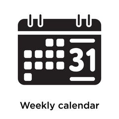 Weekly calendar icon isolated on white background