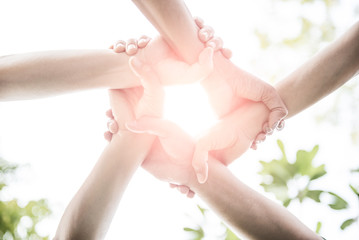 College Students Teamwork Stacking Hand Concept