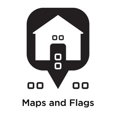 Maps and Flags icon isolated on white background