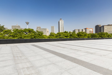 Empty Road with modern business office building