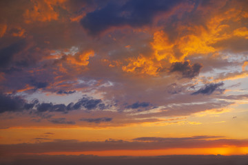 Fototapeta na wymiar sunset sky in orange and blue