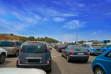 Fototapeta na wymiar Traffic jam with stopped cars