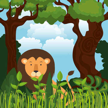 wild in the jungle scene vector illustration design