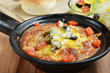 Frittata in a frying pan        