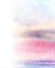 Abstract gradient multicolored watercolor background with paper texture. Hand drawing on paper illustration.