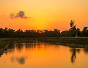 sunset over the river