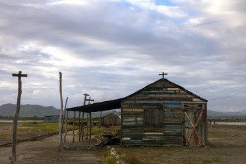 Wooden houses in the village of fishermen