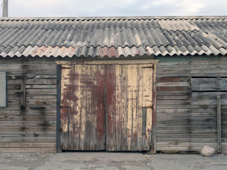 Gate in a wooden hangar