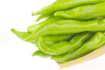 Isolated in the white background of green pepper