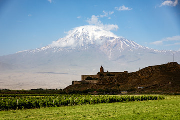 Khor Virap monastery seen with Mt Ararat
