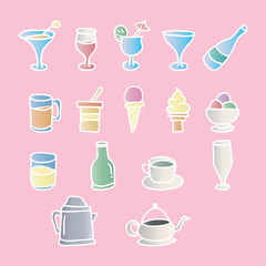 hand drawn doodle drinks icon set vector illustration