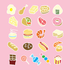 hand drawn doodle foods icon set vector illustration