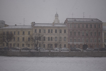 Naklejka premium Embankment of the Fontanka River, St. Petersburg