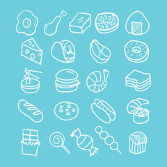 hand drawn doodle foods icon set vector illustration