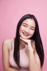 Fototapeta premium Portrait of beautiful young Asian woman.