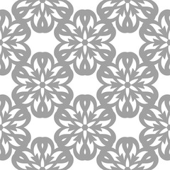 Gray floral seamless pattern on white background