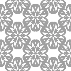 Zelfklevend Fotobehang Gray floral seamless pattern on white background © Liudmyla