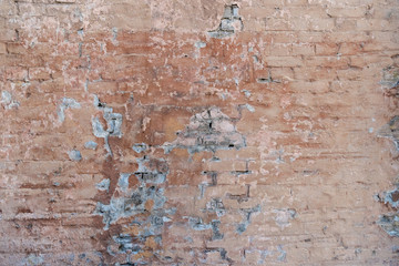 full frame view of old weathered brick wall background