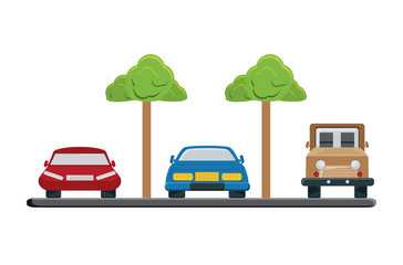 Parking zone with cars over white background, vector illustration