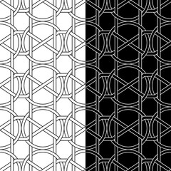 Obraz premium Black and white geometric ornaments. Set of seamless patterns