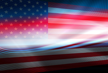 Background with the silhouette of the USA flag and the rays of light.