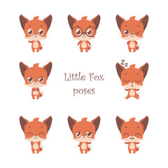 Collection of cute little fox poses