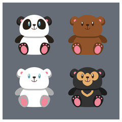 Set of four cute little chubby teddy bear plushies