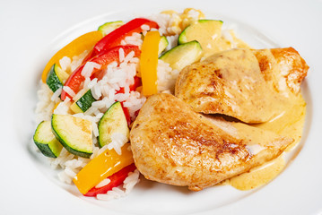 chicken with rice and vegetables