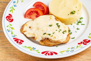 roasted pork with mashed potato