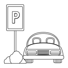 parked car in parking zone over white background, vector illustration