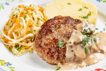 meatball with mashed potato