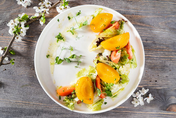 salad with peach