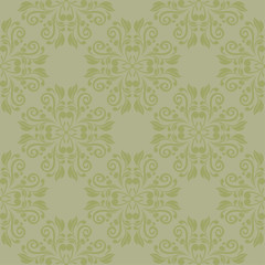 Olive green and gray floral seamless pattern