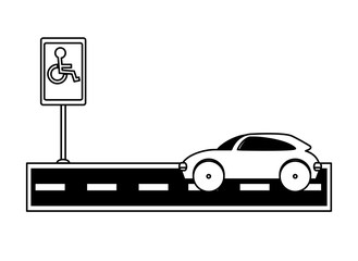 car in Disable Parking Zone over white background, vector illustration