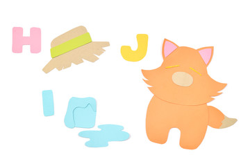 Alphabet for kids paper cut on white background - isolated