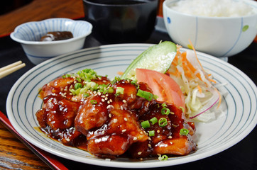 Japanese food, Teriyaki chicken set meal        